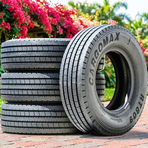 Set of 4 (FOUR) Cargo Max RT809 All Steel Heavy Duty Premium Trailer Radial Tires-ST225/75R15 225/75/15 225/75-15 123/119M Load Range G LRG 14-Ply BSW Black Side Wall in Saudi Arabia