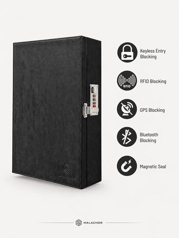 Faraday Key Box with Combination Lock (Black) – Wall Mounted Signal Blocking Box for Car Keys, RFID Cards & Fobs – Holds 6 Keys + 2 Card Sleeves From Malachor in Kuwait