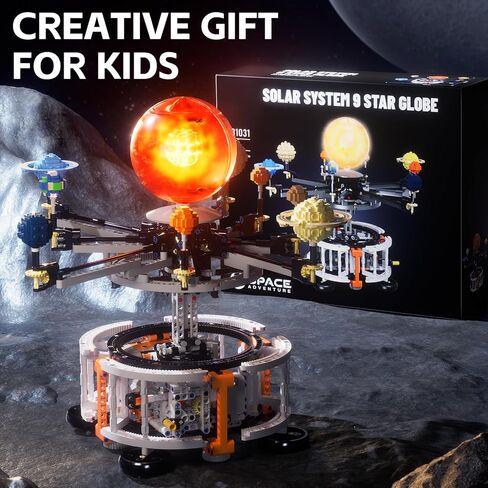 Dual-Mode Spinning Solar System Space Building Kit, STEM Model with Rotating Planets, Light-up Sun and Astronomy Educational Toys for Kids, Outer Space Birthday Gift for Ages 8+ (1282 PCS) in Kuwait