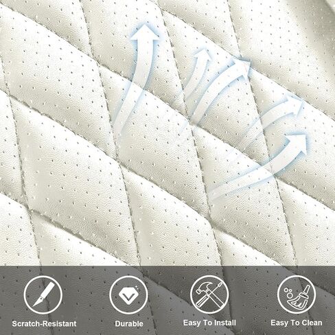 Car Seat Covers Fit for Dodge Nitro 2007-2011, 3D Waist Support & Premium Nappa Leather,Waterproof,Scratch-Resistant(Black Off-White, Full Set with Pillow) in Saudi Arabia