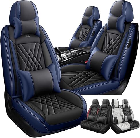 Car Seat Covers Fit for Dodge Nitro 2007-2011, 3D Waist Support & Premium Nappa Leather,Waterproof,Scratch-Resistant(Black Off-White, Full Set with Pillow) in Saudi Arabia