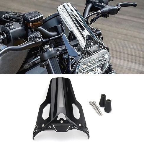 زجاج أمامي جديد للدراجات النارية يناسب Sportster S / Sportster S RH1250S 2021 2022 2023 دراجة نارية رياضية موجهة باللون الأسود للكمبيوتر الزجاج الأمامي هدية منحرف الرياح شاشة الرياح in Kuwait