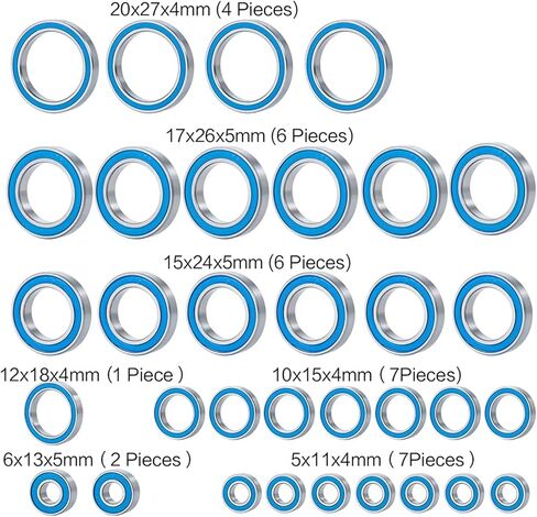 RC Car Parts Compatible with Traxxas 8s for X-Maxx 77086-4 1/5 RC Crawler Car Parts Accessories 33Pcs Wheel Hub Axle Rubber Sealed Ball Bearing Kit in Saudi Arabia