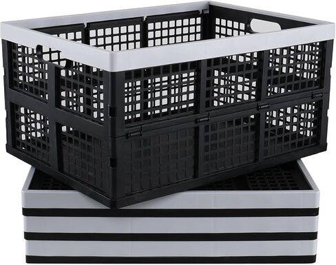 66 L 4 Packs Large Collapsible Storage Crate, Folding Stackable Storage Crates Bin in Saudi Arabia