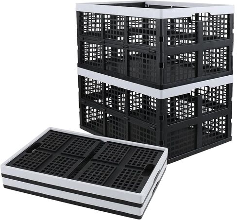 66 L 4 Packs Large Collapsible Storage Crate, Folding Stackable Storage Crates Bin in Saudi Arabia