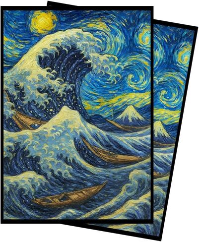 أكمام بطاقات MTG الكلاسيكية من Hokusai (ناعمة) - عدد 104 أكمام TCG ذات حجم قياسي - متوافقة مع Magic The Gathering - كم مزدوج - تصميم فني أصلي، حماية ممتازة in Kuwait
