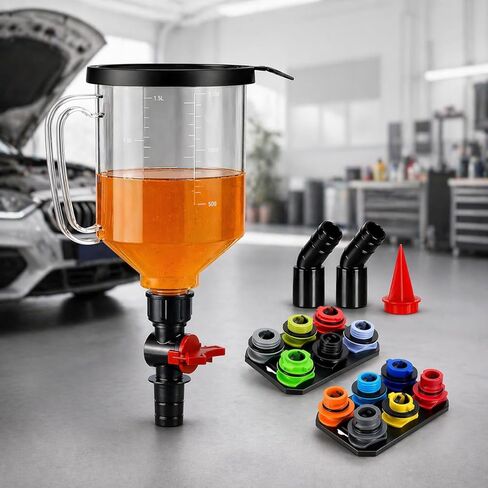 STONESTAR Engine Oil Funnel Kit, 18-Piece No Spill Oil Funnel Set with 12 Adapters, 1.59QT, Hands-Free, Magnetic Storage, for Oil Change, Fits GM Ford BMW Audi Toyota Honda in Saudi Arabia