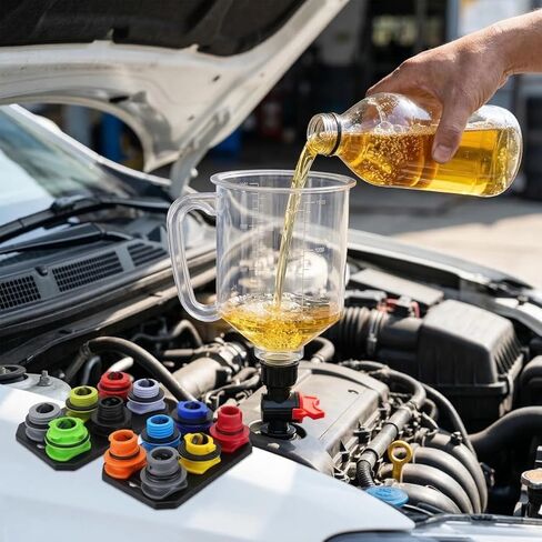 STONESTAR Engine Oil Funnel Kit, 18-Piece No Spill Oil Funnel Set with 12 Adapters, 1.59QT, Hands-Free, Magnetic Storage, for Oil Change, Fits GM Ford BMW Audi Toyota Honda in Saudi Arabia