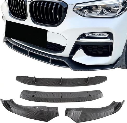 Front Lip Compatible with BMW X3 G01 (2018-2021) X4 G02 (2019-2021) M-Sport Model, ABS Carbon Fiber Painted Bumper Air Splitter in Kuwait