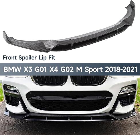 Front Lip Compatible with BMW X3 G01 (2018-2021) X4 G02 (2019-2021) M-Sport Model, ABS Carbon Fiber Painted Bumper Air Splitter in Kuwait