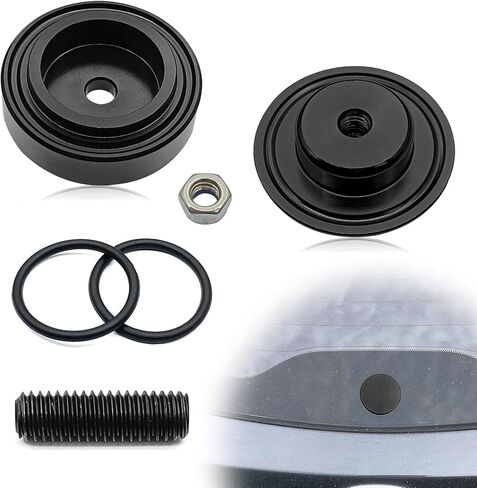 Car Wiper Plug, Rear Wiper Plug Cap Kit, Rear Windshield Wiper Block off Grommet Cap, Aluminum Rear Window Wipers Delete Cover Kit Compatible with Vehicle, SUV, RV(Black) in Saudi Arabia