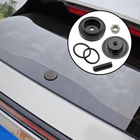 Car Wiper Plug, Rear Wiper Plug Cap Kit, Rear Windshield Wiper Block off Grommet Cap, Aluminum Rear Window Wipers Delete Cover Kit Compatible with Vehicle, SUV, RV(Black) in Saudi Arabia