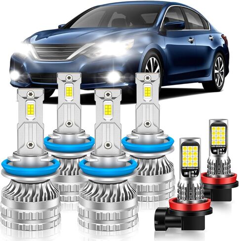 Fog Bulbs Fit for 2015-2019 GMC Yukon Hi&Lo Beam Fog Light Bulb Combo, 800% Brightness, Dual-sided 3570 Chips, 6000K White, 60000HRS Long Lifespan, Plug-and-Play, Pack of 6 in Saudi Arabia