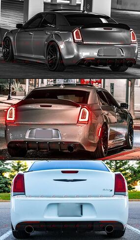 Shark Fin Dual Exhaust Opening Primer Matte Black Replacement Rear Bumper Diffuser Valance Compatible for 2015-2022 Chrysler 300 in Kuwait