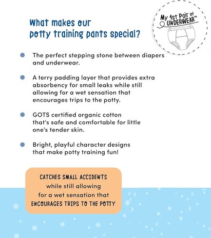 100% Organic Cotton Potty Training Pant Sets – Boys Ocean Friends, 3-Piece Set, 3-4 Years, Extra Absorbent, Girls and Boys Underwear for Toddlers in Saudi Arabia