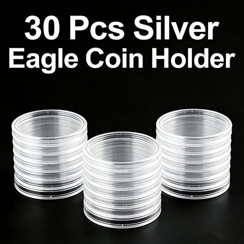 30 Pcs 40.6mm Silver Eagle Coin Holder Capsule,Acrylic Coin Case Silver Coin Storage for Collectors Round Clear in Saudi Arabia