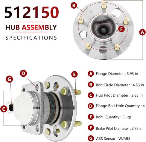 JLEO 512150 (Pair) Rear Wheel Hub Bearing Assembly for Chevy Impala/Monte Carlo/Uplander/Venture,for Buick Allure/Lacrosse/Regal/Terraza,for Pontiac Aztek/Grand Prix/Montana/Trans Sport in Kuwait