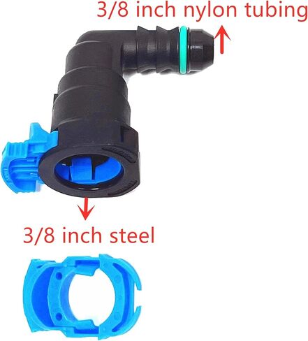 Fuel Filter Return Connector Clips,Fuel Line Quick Connector Fittings for Chevrolet,Ford,Buick,Escalade,Encore,Cadillac,XT5,XT4,XT6,SRX,CTS, 3/8 inch Steel to 3/8 inch Nylon Tubing,90 Degree Bends in Saudi Arabia