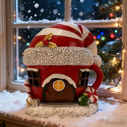 Santa Claus Decor Figurines Resin Christmas Santa Lighted Decorations Indoor Glowing Snowman LED Light Indoor Christmas Decoration for Home Office Table Xmas Party Ornament Gift in Saudi Arabia