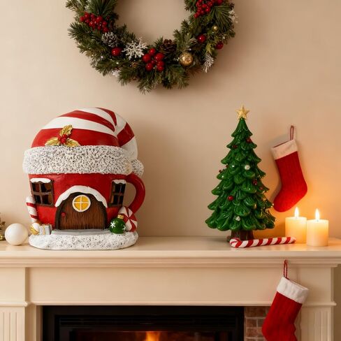 Santa Claus Decor Figurines Resin Christmas Santa Lighted Decorations Indoor Glowing Snowman LED Light Indoor Christmas Decoration for Home Office Table Xmas Party Ornament Gift in Saudi Arabia