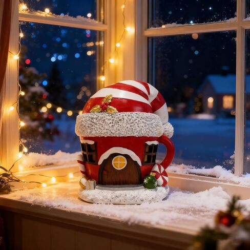 Santa Claus Decor Figurines Resin Christmas Santa Lighted Decorations Indoor Glowing Snowman LED Light Indoor Christmas Decoration for Home Office Table Xmas Party Ornament Gift in Saudi Arabia
