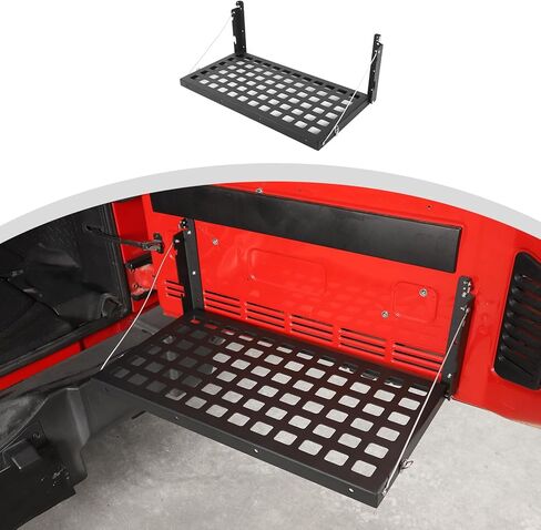 CheroCar for Jeep JL Tailgate Table Rear Foldable Cargo Shelf Aluminum Alloy Storage Rack for 2018-2023 Jeep Wrangler JL,Black in Saudi Arabia