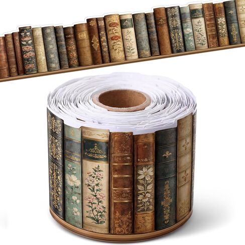 Eaasty 65.6ft Vintage Bulletin Board Border Rolled Retro Brown Bookshelf Border Trim Antique Books Bulletin Board Decor for School Library Office Classroom Wall Chalkboard Supply in Kuwait