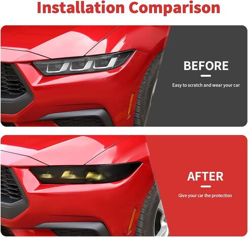 Front Headlight Turn Light Cover Kit Compatible with Ford Mustang 2024+ (Black) in Kuwait