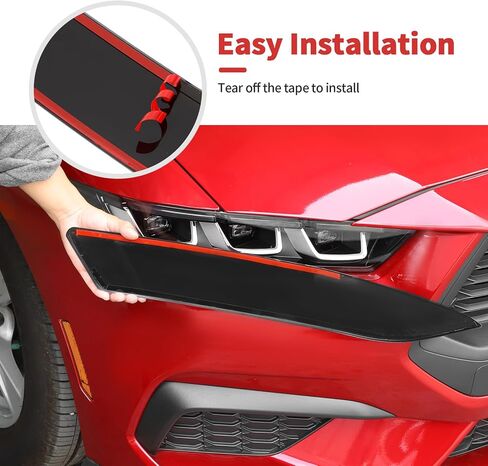 Front Headlight Turn Light Cover Kit Compatible with Ford Mustang 2024+ (Black) in Kuwait