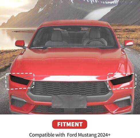 Front Headlight Turn Light Cover Kit Compatible with Ford Mustang 2024+ (Black) in Kuwait