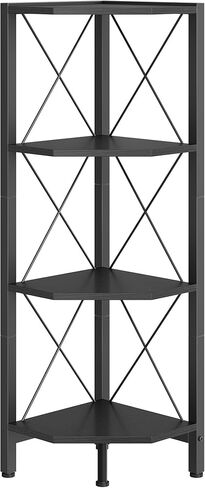 6-Tier Corner Shelf, Corner Bookcase, 66.9" Tall Vertical Display Rack, Plant Stand, Open Storage Shelf, for Living Room, Bedroom, Study, Kitchen, Rustic Brown and Black TCJ13BF in Saudi Arabia