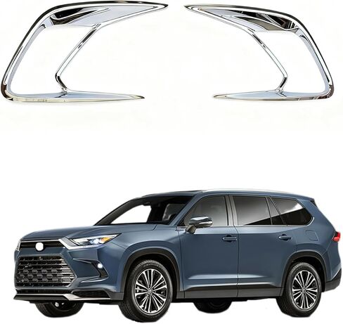 Auto Accessories Compatible with Toyota Grand Highlander 2024 2025 2026 Front Fog Light Lamp Cover Trim 2PC ABS Chrome in Saudi Arabia