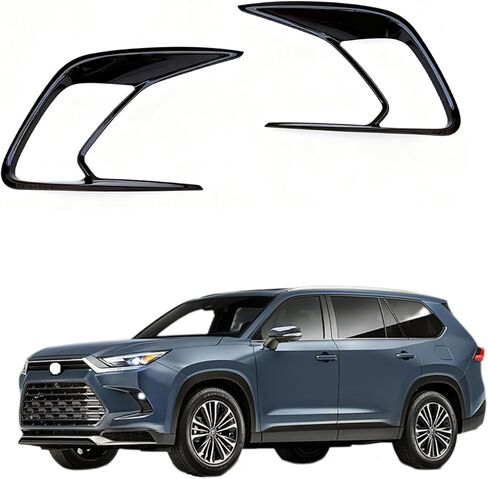 Auto Accessories Compatible with Toyota Grand Highlander 2024 2025 2026 Front Fog Light Lamp Cover Trim 2PC ABS Chrome in Saudi Arabia