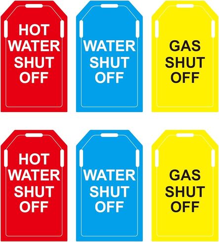 24 PCS Shut Off Valve Tags, Plastic Plumbing Identification Tag for Home Business Basement Use, Shut Off Sign for Gas and Water Valve(5 x 3 Inch) in Saudi Arabia