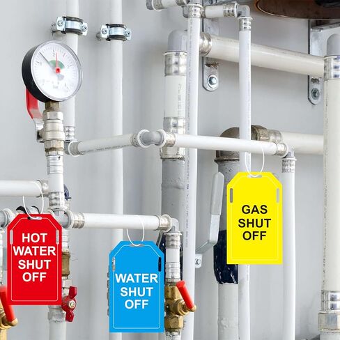 24 PCS Shut Off Valve Tags, Plastic Plumbing Identification Tag for Home Business Basement Use, Shut Off Sign for Gas and Water Valve(5 x 3 Inch) in Saudi Arabia