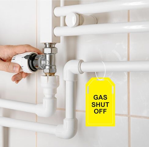 24 PCS Shut Off Valve Tags, Plastic Plumbing Identification Tag for Home Business Basement Use, Shut Off Sign for Gas and Water Valve(5 x 3 Inch) in Saudi Arabia