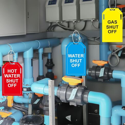 24 PCS Shut Off Valve Tags, Plastic Plumbing Identification Tag for Home Business Basement Use, Shut Off Sign for Gas and Water Valve(5 x 3 Inch) in Saudi Arabia