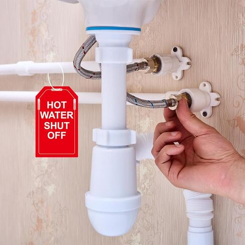 24 PCS Shut Off Valve Tags, Plastic Plumbing Identification Tag for Home Business Basement Use, Shut Off Sign for Gas and Water Valve(5 x 3 Inch) in Saudi Arabia