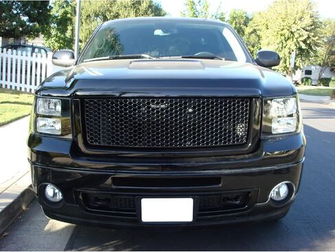 FREEMOTOR802 متوافق مع 2007-2013 GMC Sierra 1500 غطاء الشبكة الأمامية غطاء حماية صب بلاستيك ABS أسود لامع in Kuwait