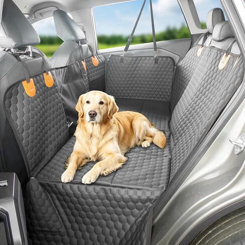 Dog Car Seat Cover for Back Seat, Upgraded PU Leather Back Seat Extender with Hard Bottom Holds 400LBS, Waterproof Anti-Scratch, Large Space Back Seat Cover for Car, SUV, Small Truck in Saudi Arabia