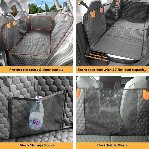 Dog Car Seat Cover for Back Seat, Upgraded PU Leather Back Seat Extender with Hard Bottom Holds 400LBS, Waterproof Anti-Scratch, Large Space Back Seat Cover for Car, SUV, Small Truck in Saudi Arabia