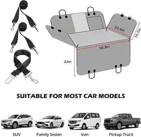 Dog Car Seat Cover for Back Seat, Upgraded PU Leather Back Seat Extender with Hard Bottom Holds 400LBS, Waterproof Anti-Scratch, Large Space Back Seat Cover for Car, SUV, Small Truck in Saudi Arabia