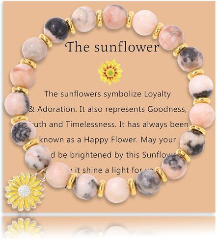 Natural Stone Sunflower Bracelets for Women Braided Rope Beaded Bracelet Inspirational Sunflower Gifts in Saudi Arabia