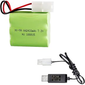 7.2V 2400mAh Ni-MH Battery AA Battery Pack with Standard Tamiya Connector for RC Car RC Truck Household Appliances 1 Pack 7.2V Battery with USB Charger in Saudi Arabia