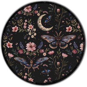 Vintage Gothic Moth Butterfly Round Mouse Pad with Stitched Edge Non-Slip, Moody Dark Academia Mouse Mat for Computer Laptop Home Office Desk Accessories 8.6x8.6 in in Saudi Arabia