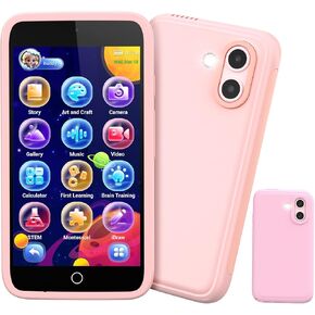 Kids Smart Toy Phone, Dual Camera with Stickers, 3.97" Touchscreen Learning Toy with 210+ Games, 190+ Drawing Activities, 8GB Kids Cell Phone, for Ages 3-12 (Pink ) in Saudi Arabia