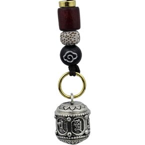 Tibetan Buddhist Prayer Bead Keychain, Silver Cremation Urn Pendant, 2.76 inches, Sandalwood and Bodhi Beads in Kuwait