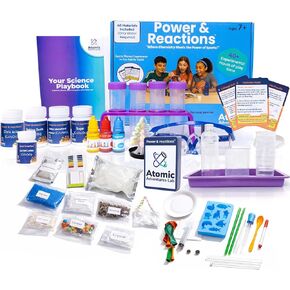 Power & Reactions Chemistry Kit - 40+ STEM Educational Science Experiments for Kids Ages 7-12 with Periodic Table Cards & All Tools, Hands-On Learning Activities for Boys & Girls in Saudi Arabia