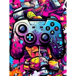 Diosedyer Neon Gaming Controller Diamond Painting Kit, 5D Full Drill Graffiti Street Art Diamond Art, DIY Gamepad Diamond Craft for Adults Relaxation & Wall Decoration 15.7x11.8 inch in Kuwait