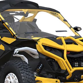 Front Windshield for Can Am Maverick R & R Max X/X RS/Smart Shox 2024-2025 Vented Full Scratch Resistant Hard Coated PC, Clear UV Protection, Airflow Control, Requires OEM Roof & Scoop in Saudi Arabia
